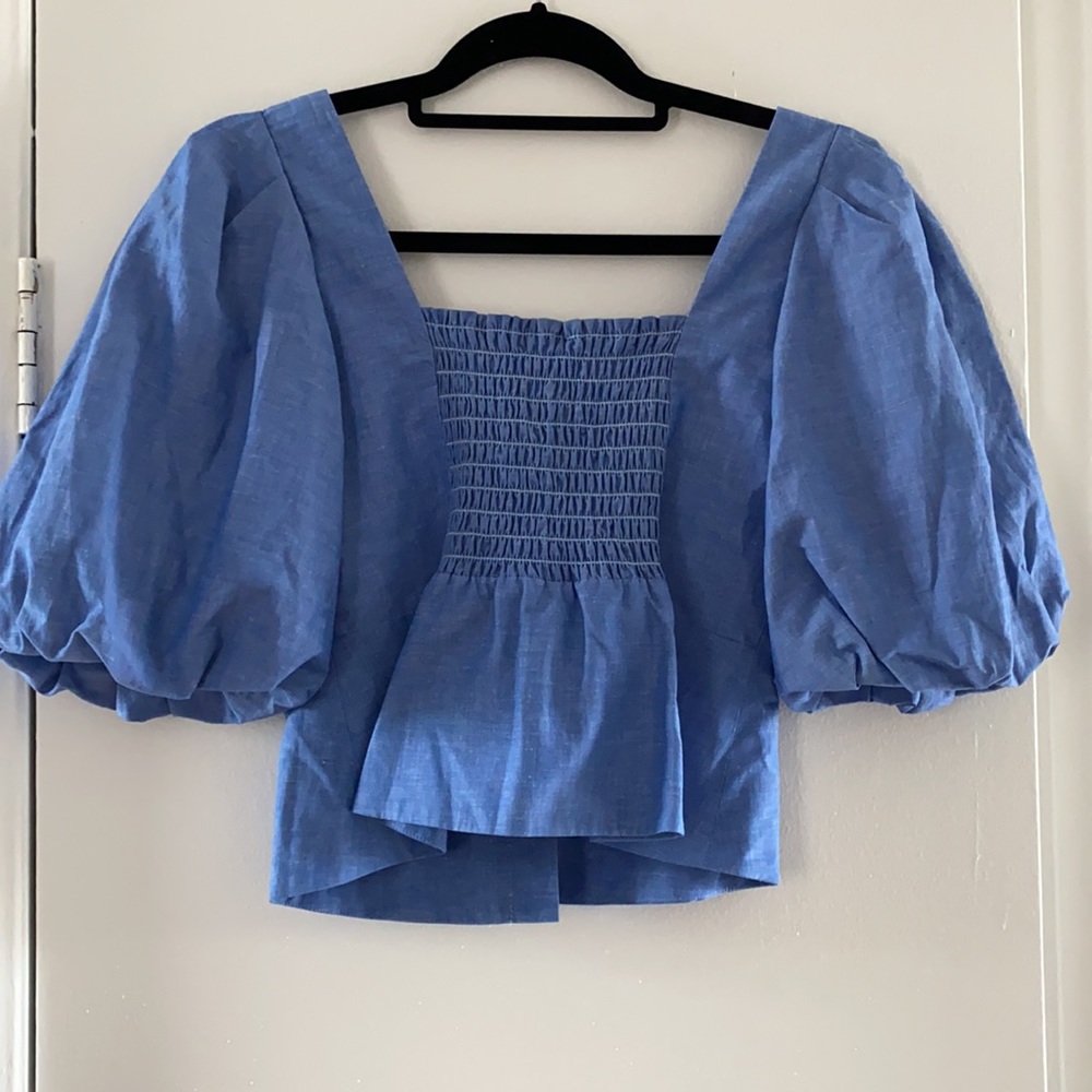 Sandro Chambray Puff-Sleeve Too - Picture 5 of 10